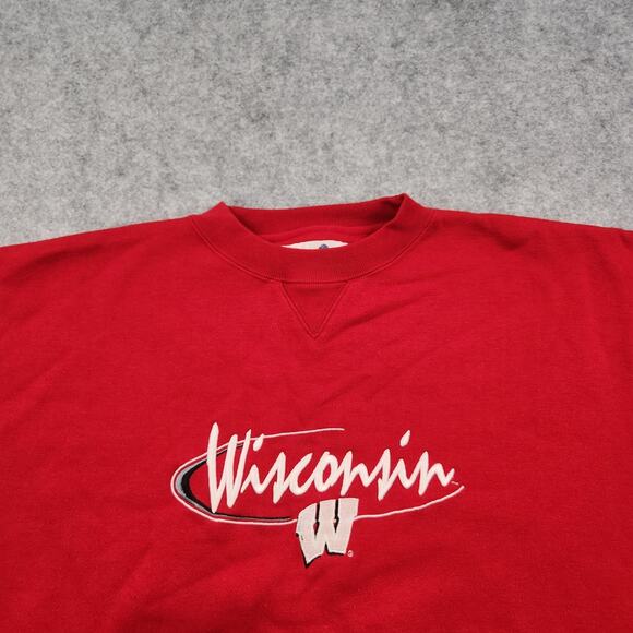 Vintage Wisconsin Badgers Sweatshirt Mens XL Red NCAA College Crewneck 90s - Picture 5 of 13